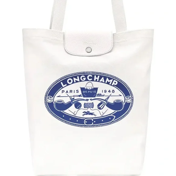Longchamp White and Blue Tote Bag - Picture 2 of 4